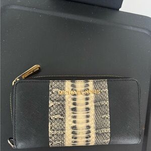 Michael Kors Black and Cream Snake Print Wallet